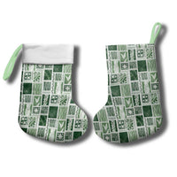 Vintage Aloha Block Quilt Christmas Stocking Green Inspired Lei Motifs LT9 - Polynesian Pride