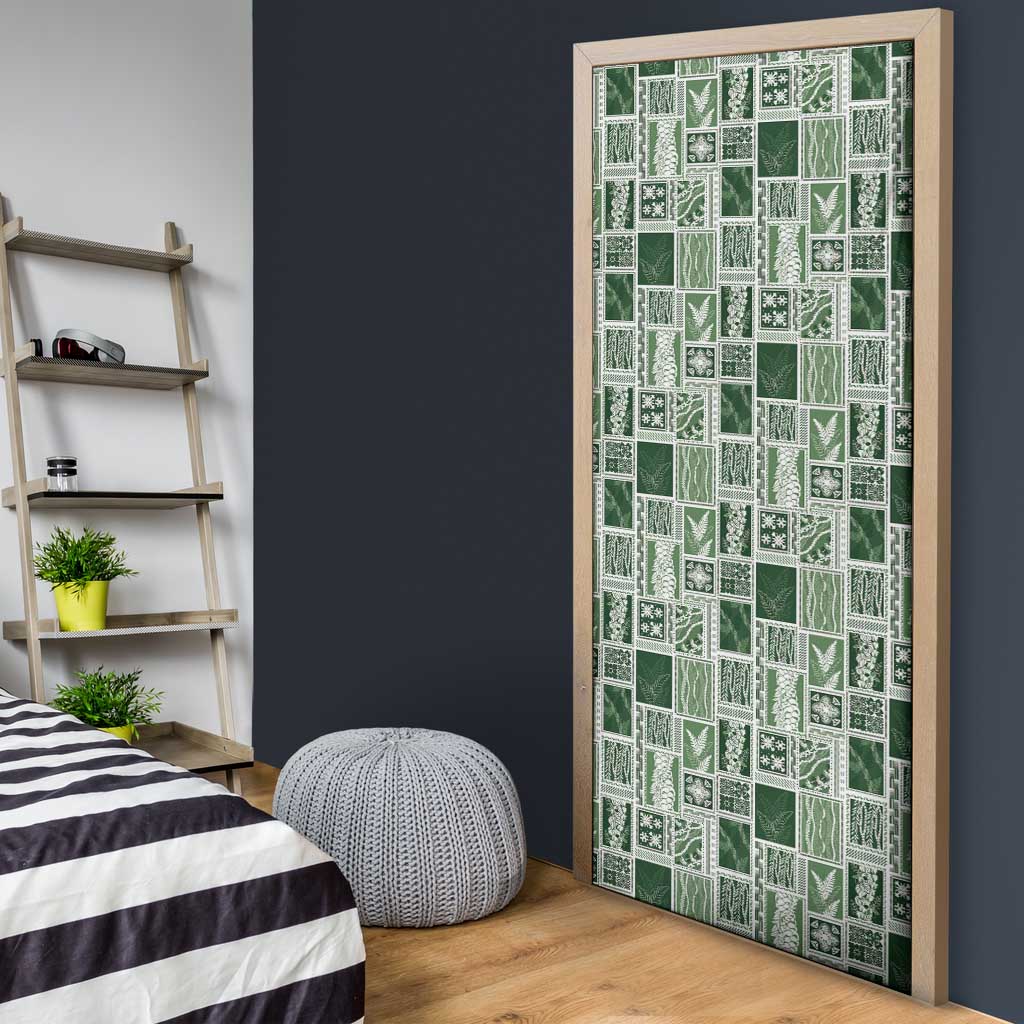 Vintage Aloha Block Quilt Door Cover Green Inspired Lei Motifs - Polynesian Pride