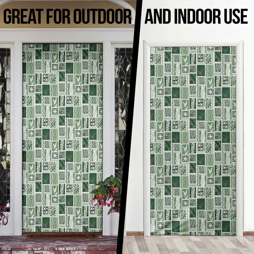 Vintage Aloha Block Quilt Door Cover Green Inspired Lei Motifs - Polynesian Pride