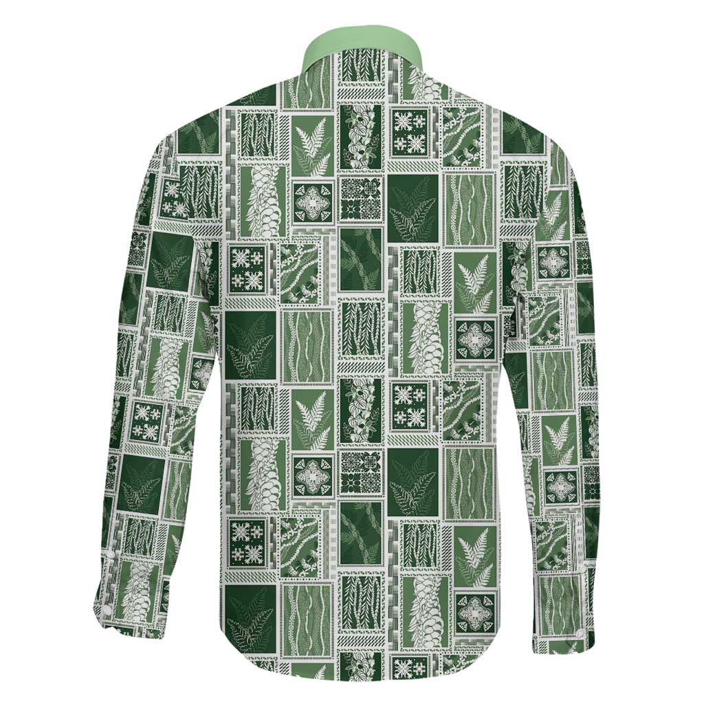Vintage Aloha Block Quilt Family Matching Mermaid Dress and Hawaiian Shirt Green Inspired Lei Motifs LT9 - Polynesian Pride