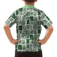 Vintage Aloha Block Quilt Family Matching Summer Maxi Dress and Hawaiian Shirt Green Inspired Lei Motifs LT9 - Polynesian Pride