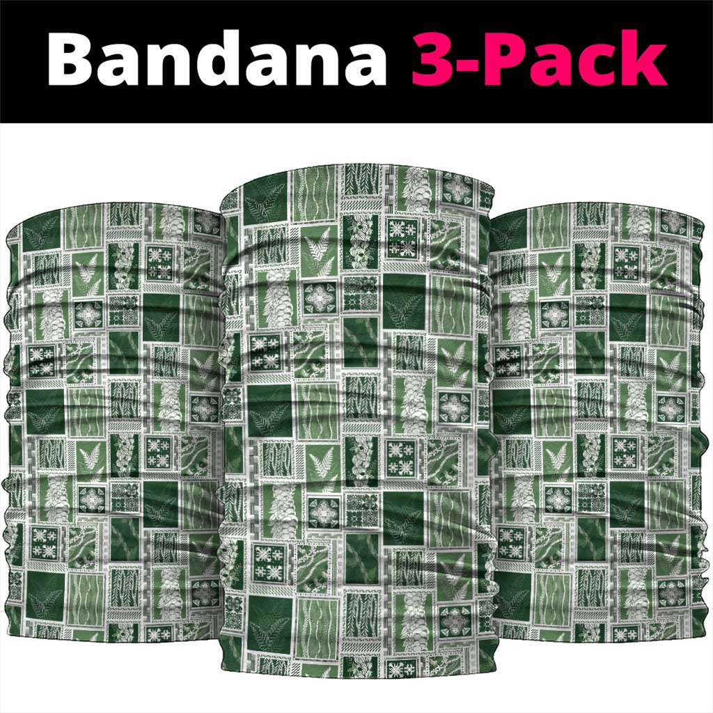 Vintage Aloha Block Quilt Neck Gaiter Green Inspired Lei Motifs LT9 package One Size: 25*50cm Green - Polynesian Pride