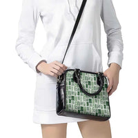 Vintage Aloha Block Quilt Shoulder Handbag Green Inspired Lei Motifs - Polynesian Pride