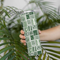 Vintage Aloha Block Quilt Skinny Tumbler Green Inspired Lei Motifs - Polynesian Pride