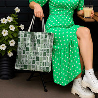 Vintage Aloha Block Quilt Tote Bag Green Inspired Lei Motifs - Polynesian Pride