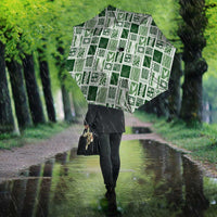 Vintage Aloha Block Quilt Umbrella Green Inspired Lei Motifs - Polynesian Pride