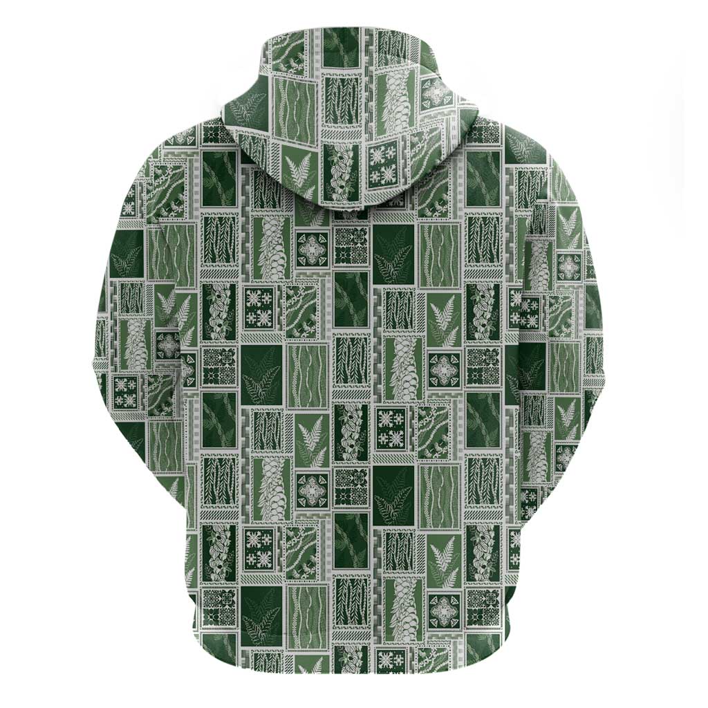 Vintage Aloha Block Quilt Zip Hoodie Green Inspired Lei Motifs LT9 - Polynesian Pride