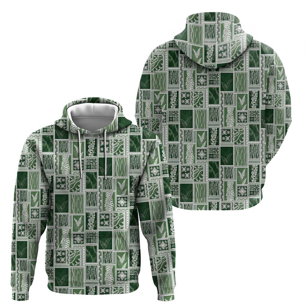 Vintage Aloha Block Quilt Zip Hoodie Green Inspired Lei Motifs LT9 - Polynesian Pride