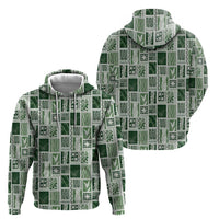 Vintage Aloha Block Quilt Zip Hoodie Green Inspired Lei Motifs LT9 - Polynesian Pride