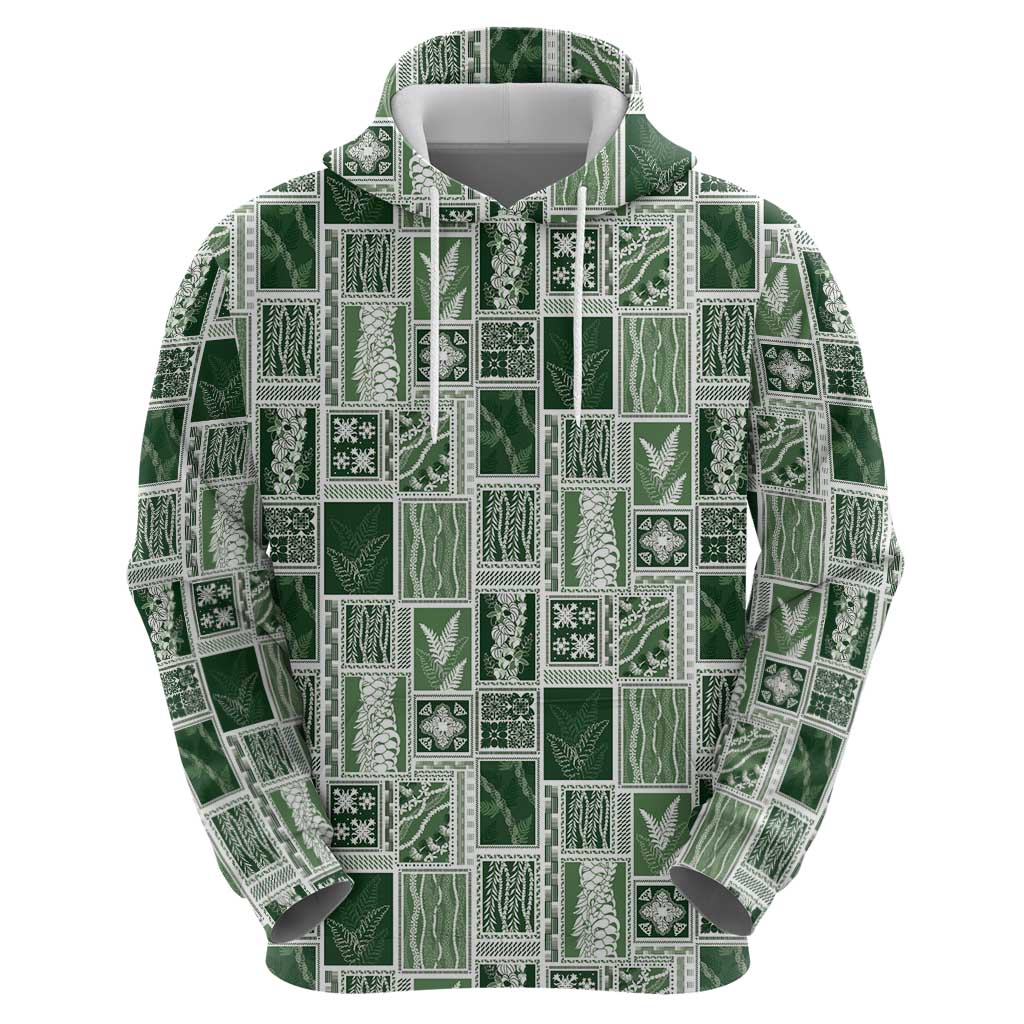 Vintage Aloha Block Quilt Zip Hoodie Green Inspired Lei Motifs LT9 - Polynesian Pride