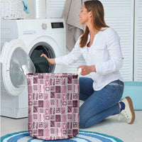 Vintage Aloha Block Quilt Laundry Basket Pink Inspired Lei Motifs - Polynesian Pride
