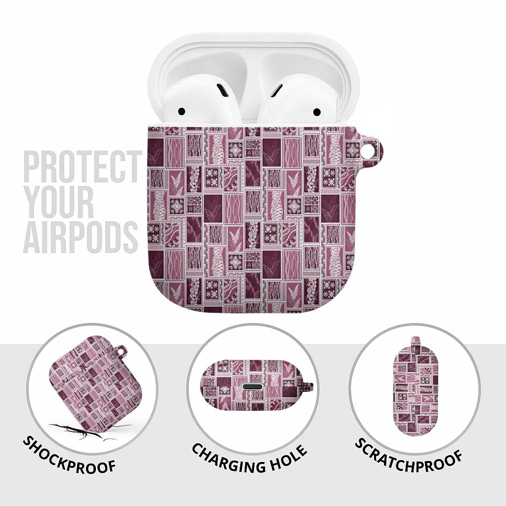 Vintage Aloha Block Quilt AirPods Case Pink Inspired Lei Motifs LT9 - Polynesian Pride