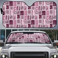 Vintage Aloha Block Quilt Auto Sun Shade Pink Inspired Lei Motifs LT9 Pink - Polynesian Pride