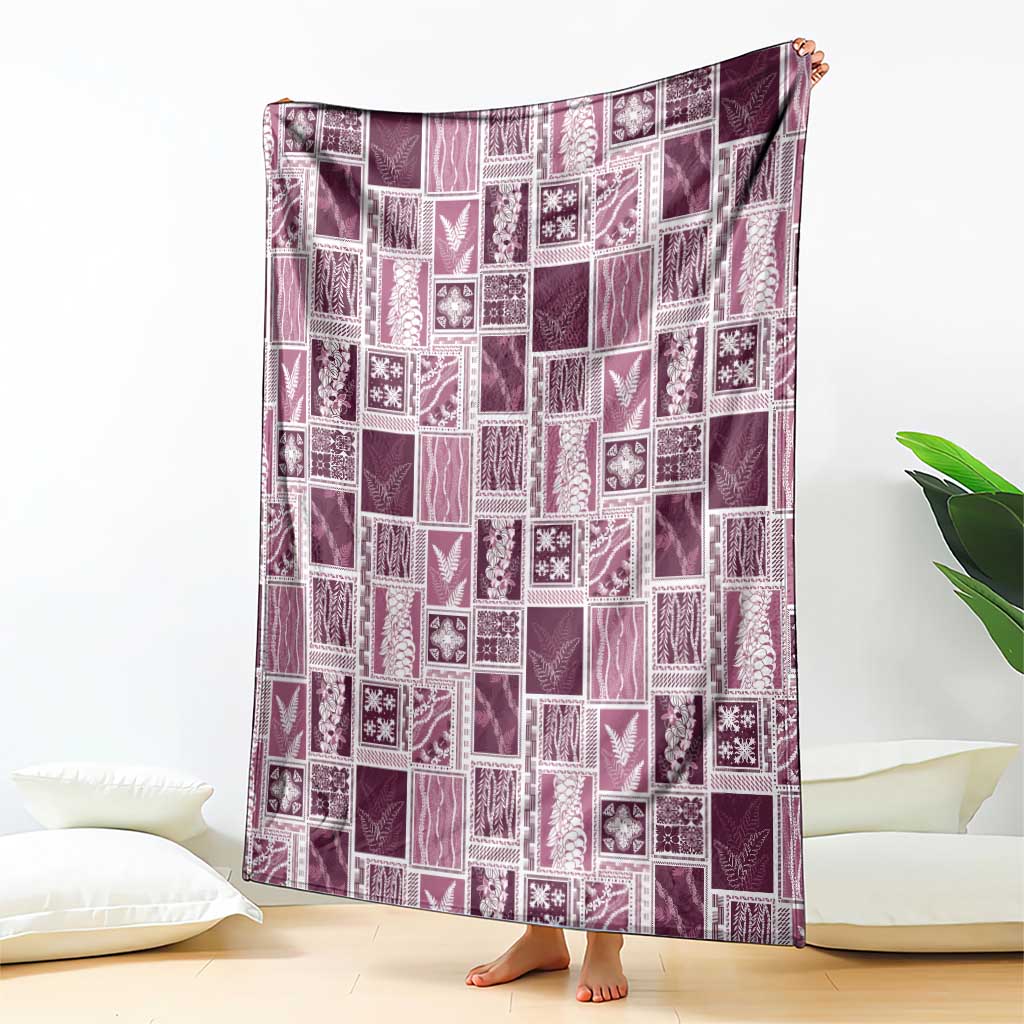 Vintage Aloha Block Quilt Blanket Pink Inspired Lei Motifs - Polynesian Pride