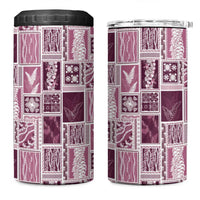 Vintage Aloha Block Quilt 4 in 1 Can Cooler Tumbler Pink Inspired Lei Motifs LT9 One Size: 16 oz Pink - Polynesian Pride