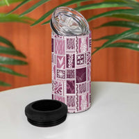 Vintage Aloha Block Quilt 4 in 1 Can Cooler Tumbler Pink Inspired Lei Motifs LT9 - Polynesian Pride