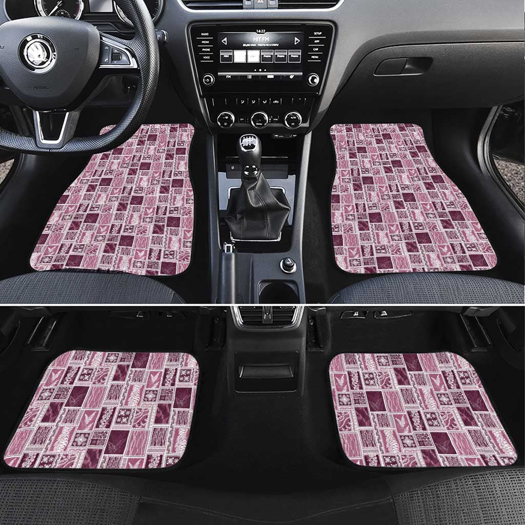 Vintage Aloha Block Quilt Car Mats Pink Inspired Lei Motifs - Polynesian Pride