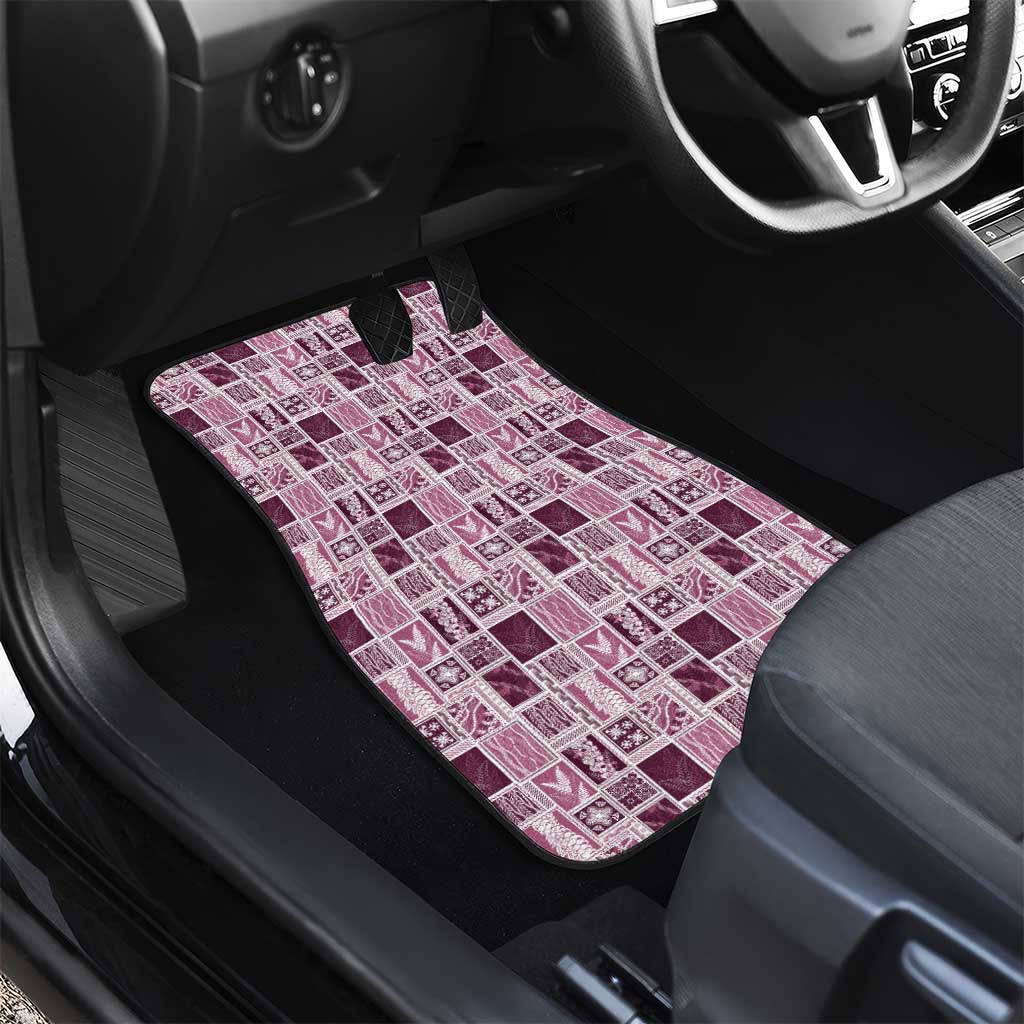 Vintage Aloha Block Quilt Car Mats Pink Inspired Lei Motifs - Polynesian Pride
