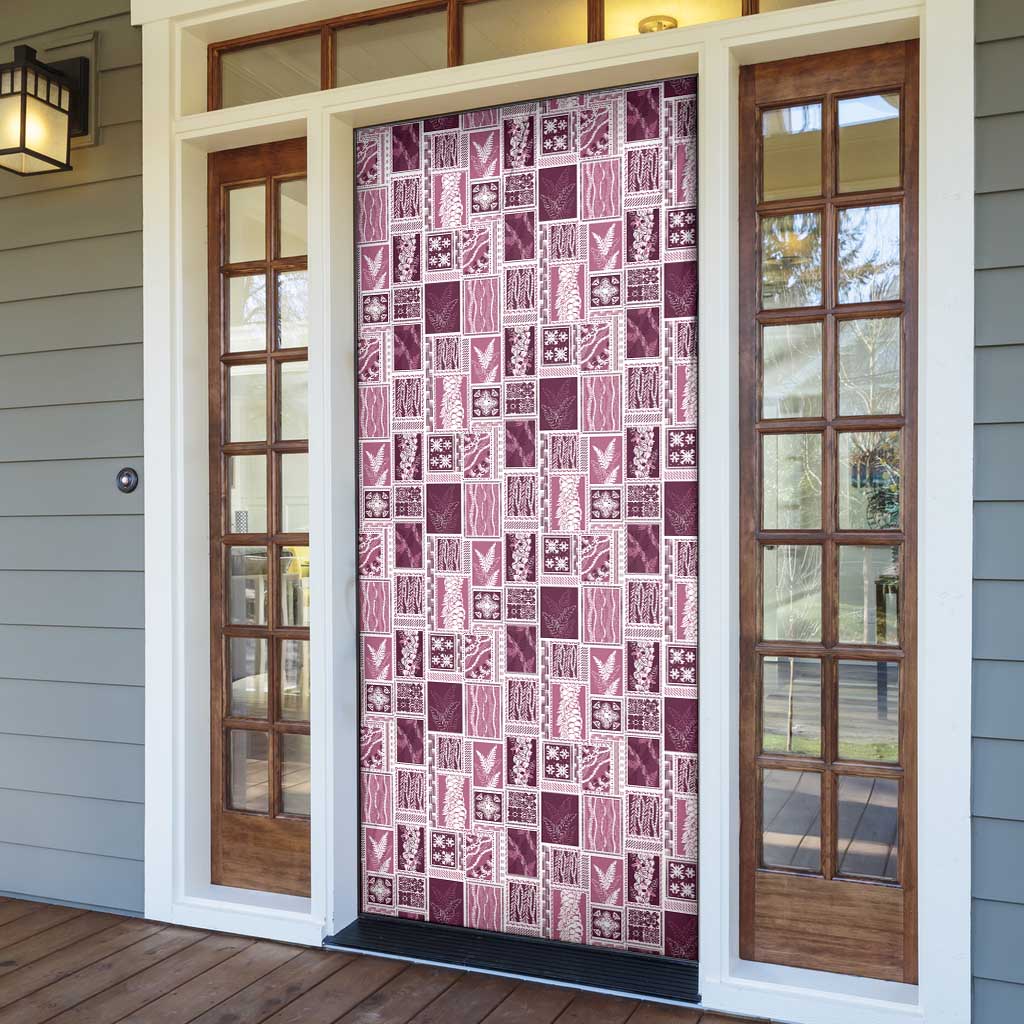 Vintage Aloha Block Quilt Door Cover Pink Inspired Lei Motifs - Polynesian Pride