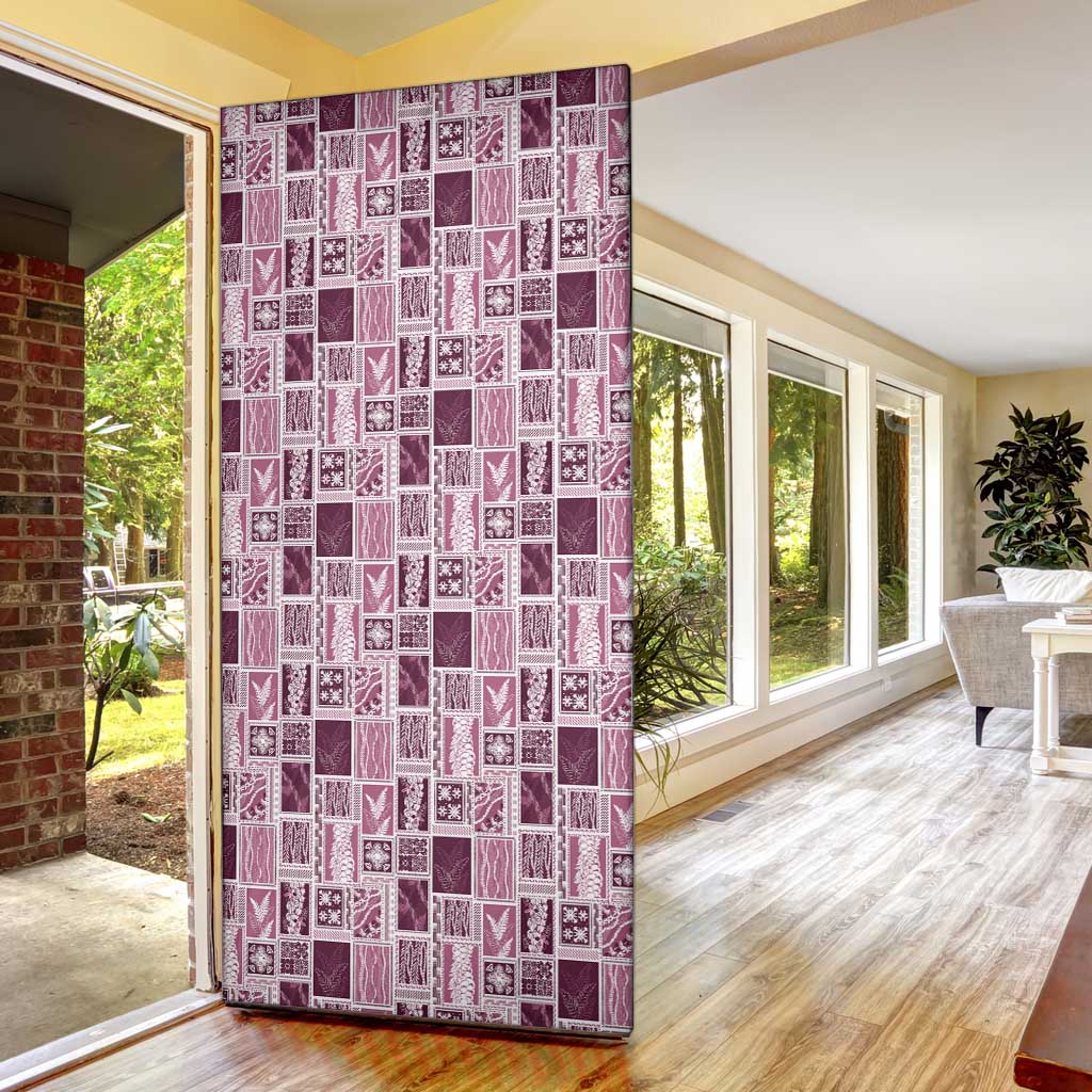 Vintage Aloha Block Quilt Door Cover Pink Inspired Lei Motifs - Polynesian Pride