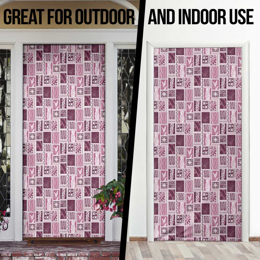 Vintage Aloha Block Quilt Door Cover Pink Inspired Lei Motifs - Polynesian Pride