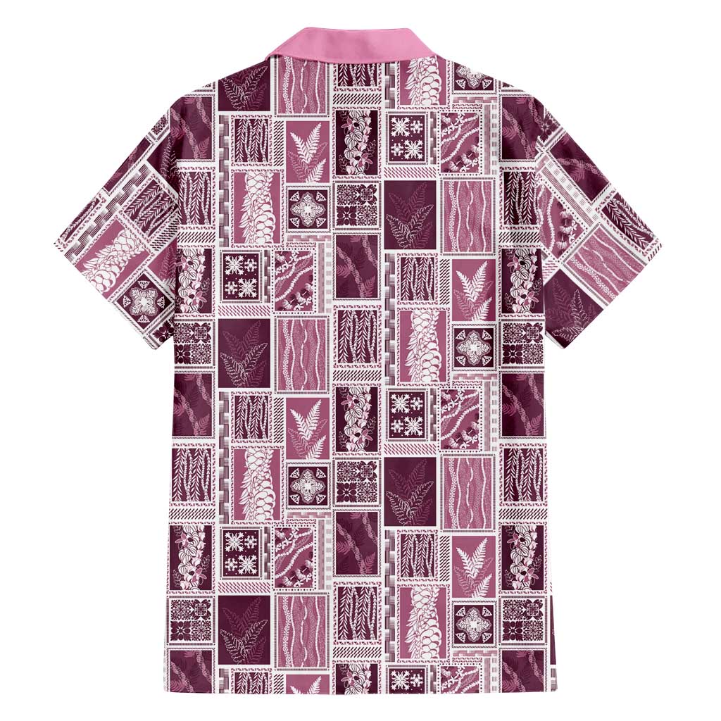 Vintage Aloha Block Quilt Family Matching Short Sleeve Bodycon Dress and Hawaiian Shirt Pink Inspired Lei Motifs LT9 - Polynesian Pride
