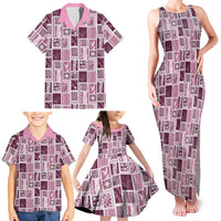 Vintage Aloha Block Quilt Family Matching Tank Maxi Dress and Hawaiian Shirt Pink Inspired Lei Motifs LT9 - Polynesian Pride