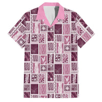 Vintage Aloha Block Quilt Family Matching Tank Maxi Dress and Hawaiian Shirt Pink Inspired Lei Motifs LT9 Dad's Shirt - Short Sleeve Pink - Polynesian Pride