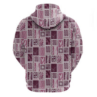 Vintage Aloha Block Quilt Hoodie Pink Inspired Lei Motifs - Polynesian Pride