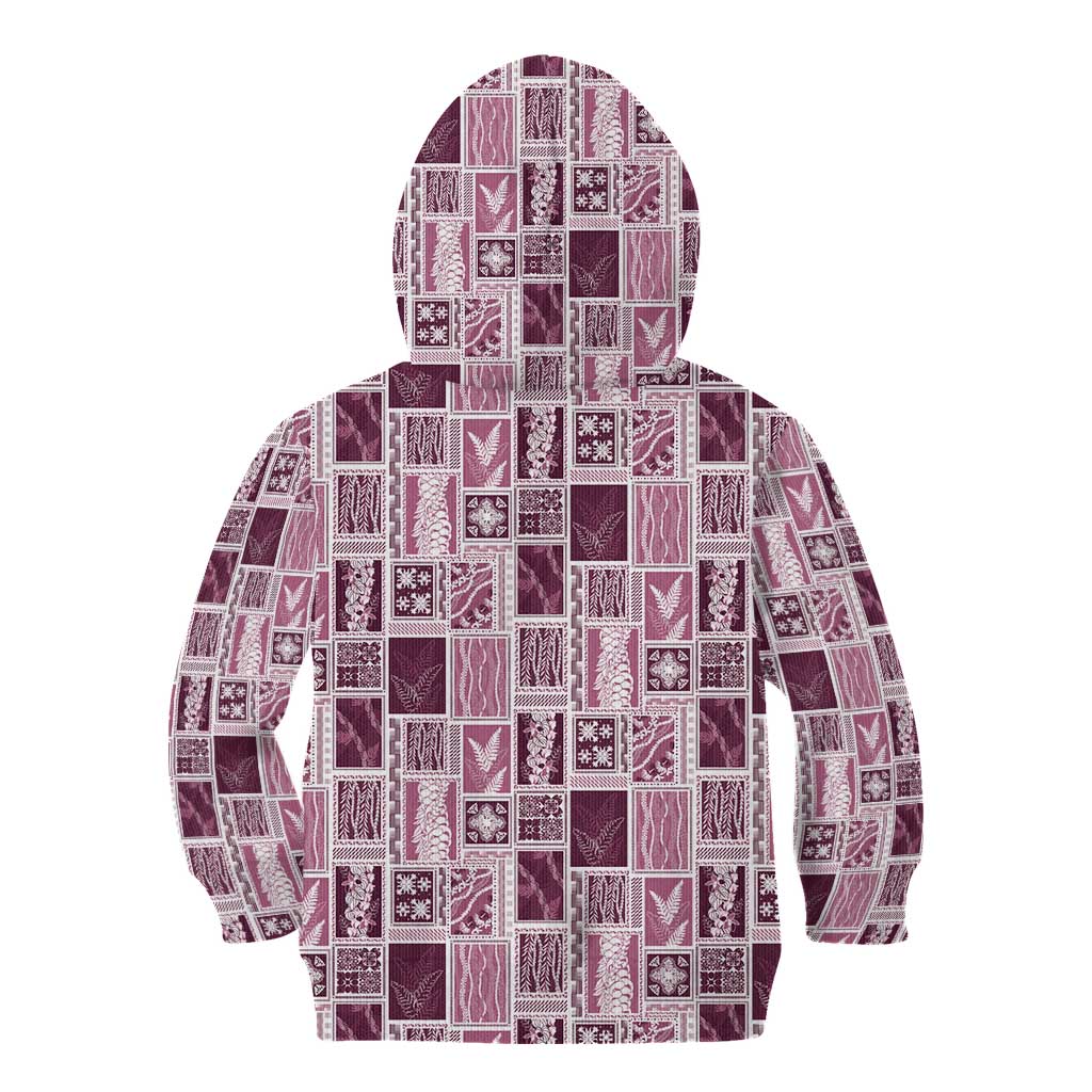 Vintage Aloha Block Quilt Kid Hoodie Pink Inspired Lei Motifs LT9 - Polynesian Pride