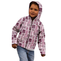 Vintage Aloha Block Quilt Kid Hoodie Pink Inspired Lei Motifs LT9 - Polynesian Pride