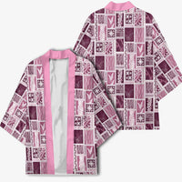 Vintage Aloha Block Quilt Kimono Pink Inspired Lei Motifs LT9 - Polynesian Pride