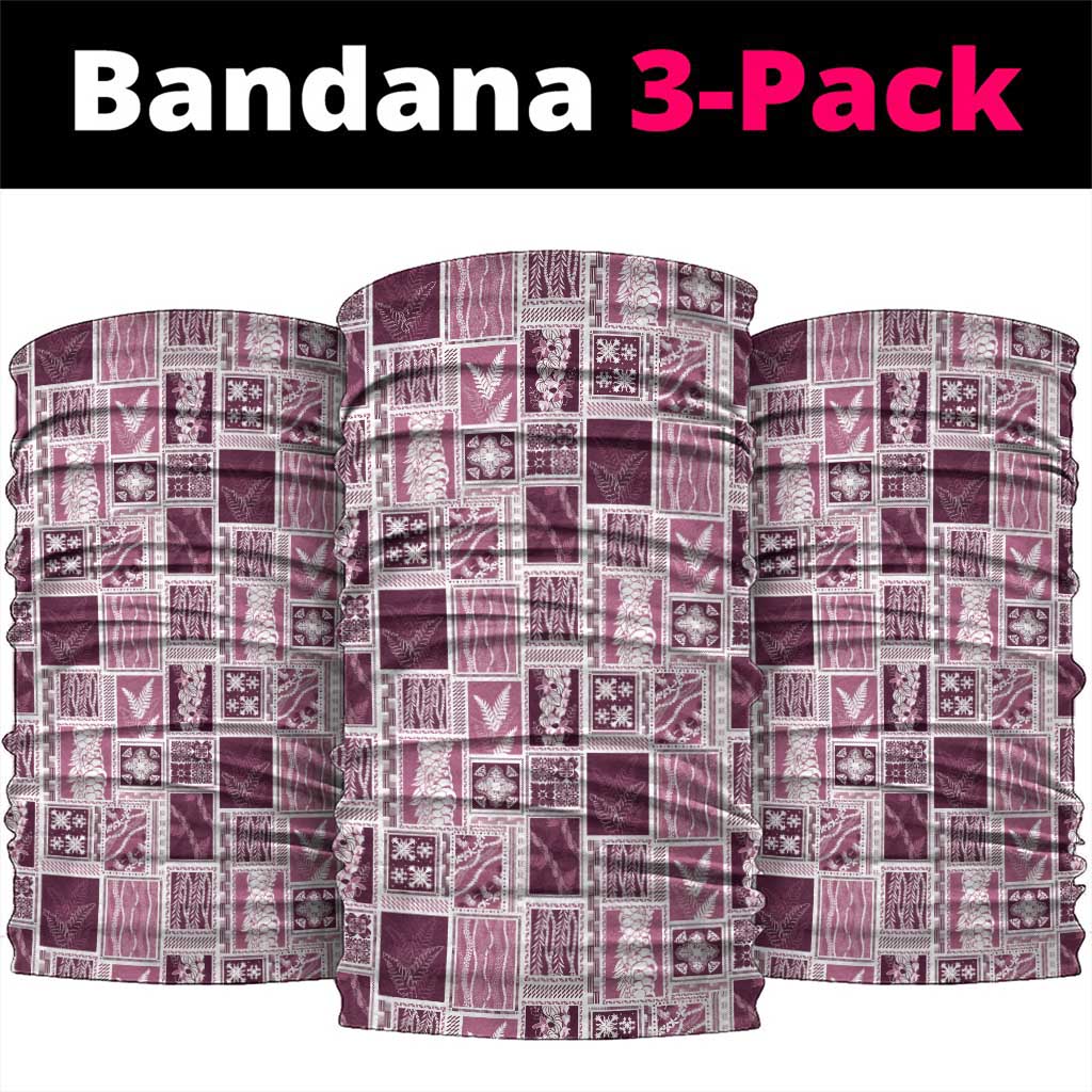 Vintage Aloha Block Quilt Neck Gaiter Pink Inspired Lei Motifs LT9 package One Size: 25*50cm Pink - Polynesian Pride