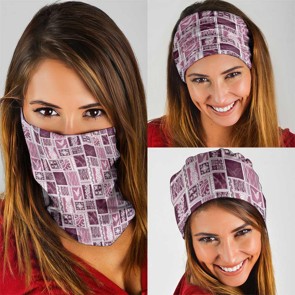 Vintage Aloha Block Quilt Neck Gaiter Pink Inspired Lei Motifs LT9 - Polynesian Pride