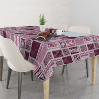 Vintage Aloha Block Quilt Tablecloth Pink Inspired Lei Motifs - Polynesian Pride