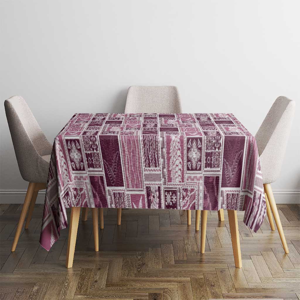 Vintage Aloha Block Quilt Tablecloth Pink Inspired Lei Motifs - Polynesian Pride