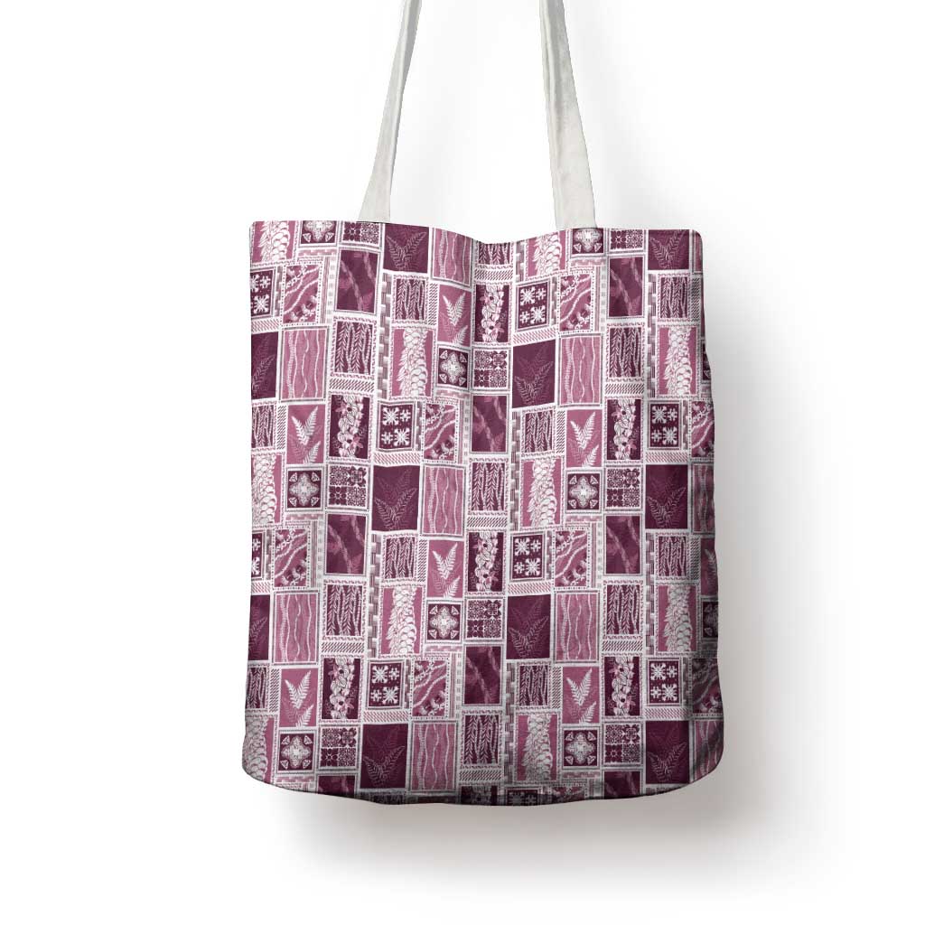 Vintage Aloha Block Quilt Tote Bag Pink Inspired Lei Motifs LT9 - Polynesian Pride