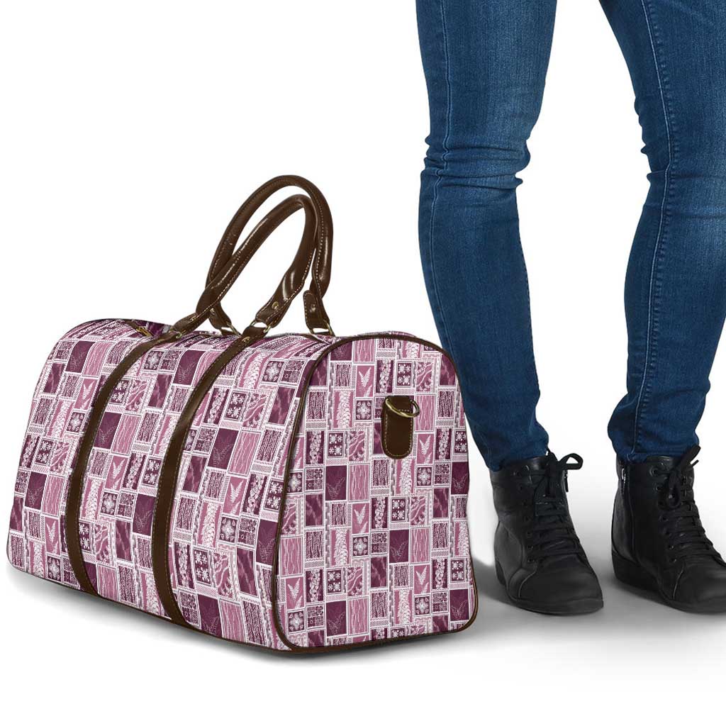 Vintage Aloha Block Quilt Travel Bag Pink Inspired Lei Motifs - Polynesian Pride