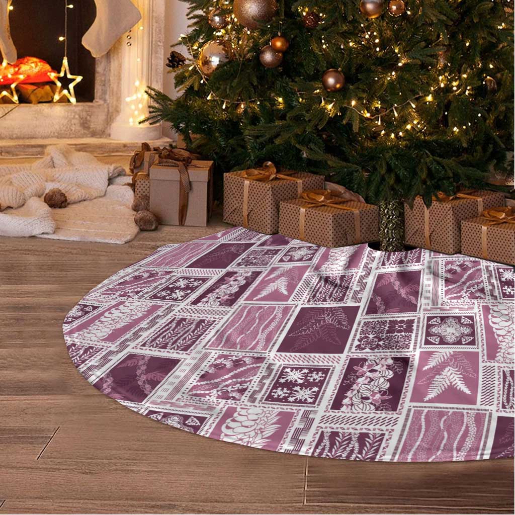 Vintage Aloha Block Quilt Tree Skirt Pink Inspired Lei Motifs - Polynesian Pride