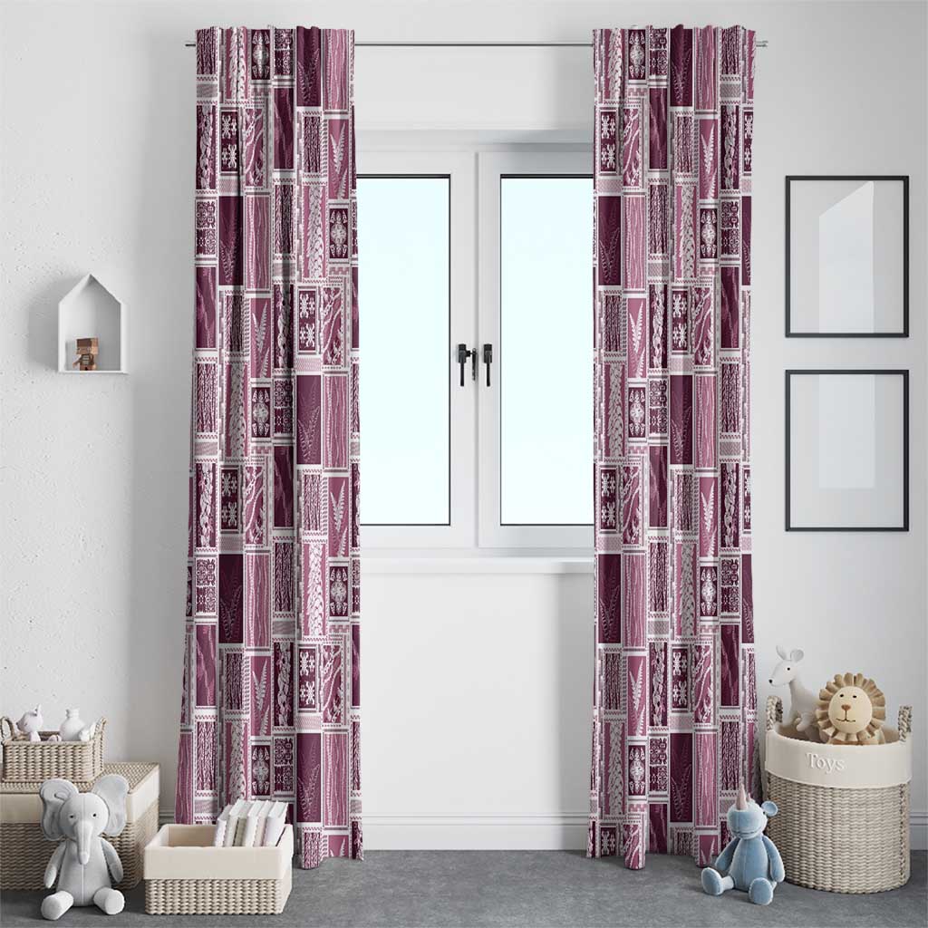 Vintage Aloha Block Quilt Window Curtain Pink Inspired Lei Motifs - Polynesian Pride