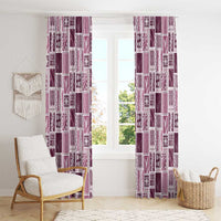 Vintage Aloha Block Quilt Window Curtain Pink Inspired Lei Motifs - Polynesian Pride