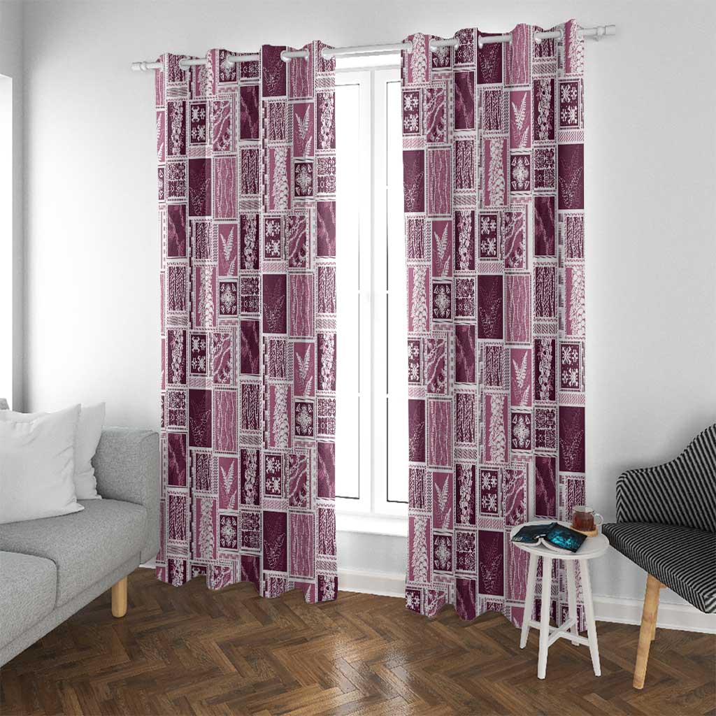 Vintage Aloha Block Quilt Window Curtain Pink Inspired Lei Motifs - Polynesian Pride