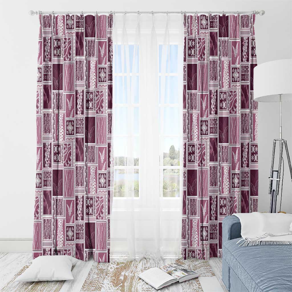 Vintage Aloha Block Quilt Window Curtain Pink Inspired Lei Motifs - Polynesian Pride