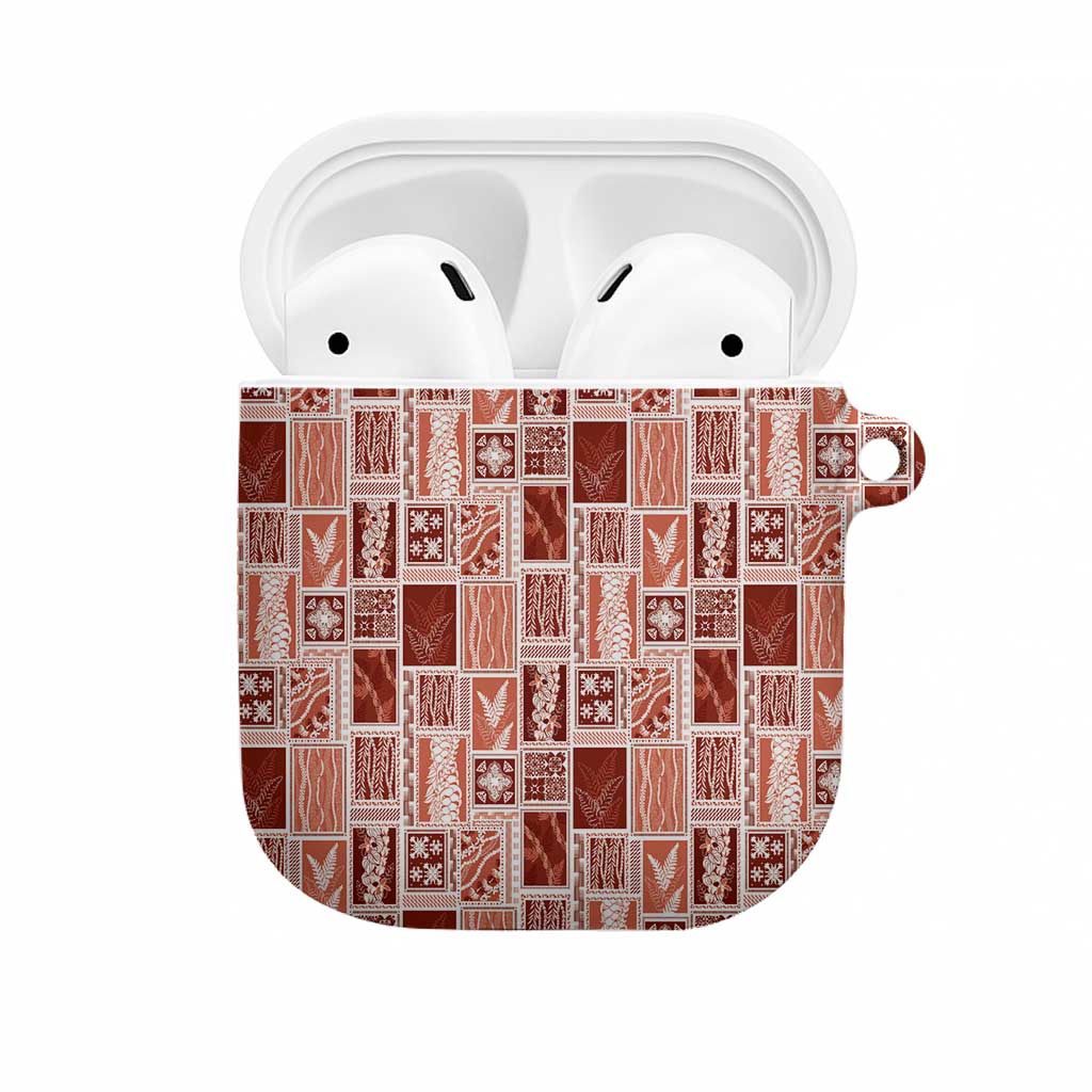 Vintage Aloha Block Quilt AirPods Case Red Inspired Lei Motifs - Polynesian Pride