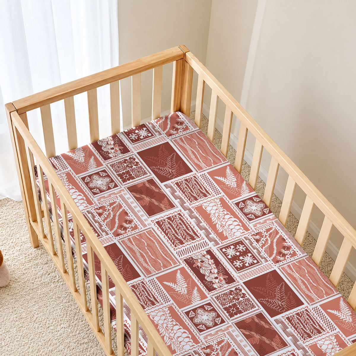 Vintage Aloha Block Quilt Baby Bed Cover Red Inspired Lei Motifs LT9 - Polynesian Pride