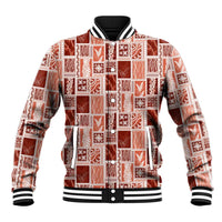 Vintage Aloha Block Quilt Baseball Jacket Red Inspired Lei Motifs - Polynesian Pride