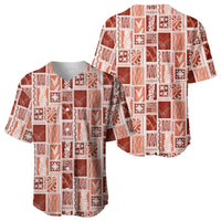 Vintage Aloha Block Quilt Baseball Jersey Red Inspired Lei Motifs - Polynesian Pride