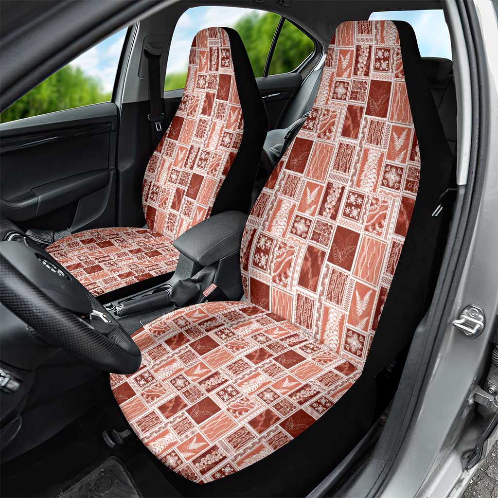 Vintage Aloha Block Quilt Car Seat Cover Red Inspired Lei Motifs - Polynesian Pride