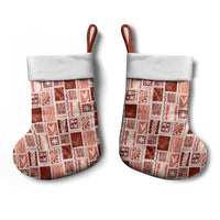 Vintage Aloha Block Quilt Christmas Stocking Red Inspired Lei Motifs - Polynesian Pride