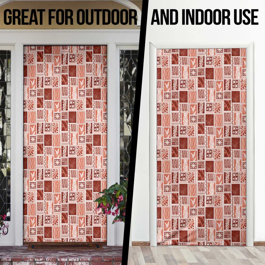 Vintage Aloha Block Quilt Door Cover Red Inspired Lei Motifs - Polynesian Pride